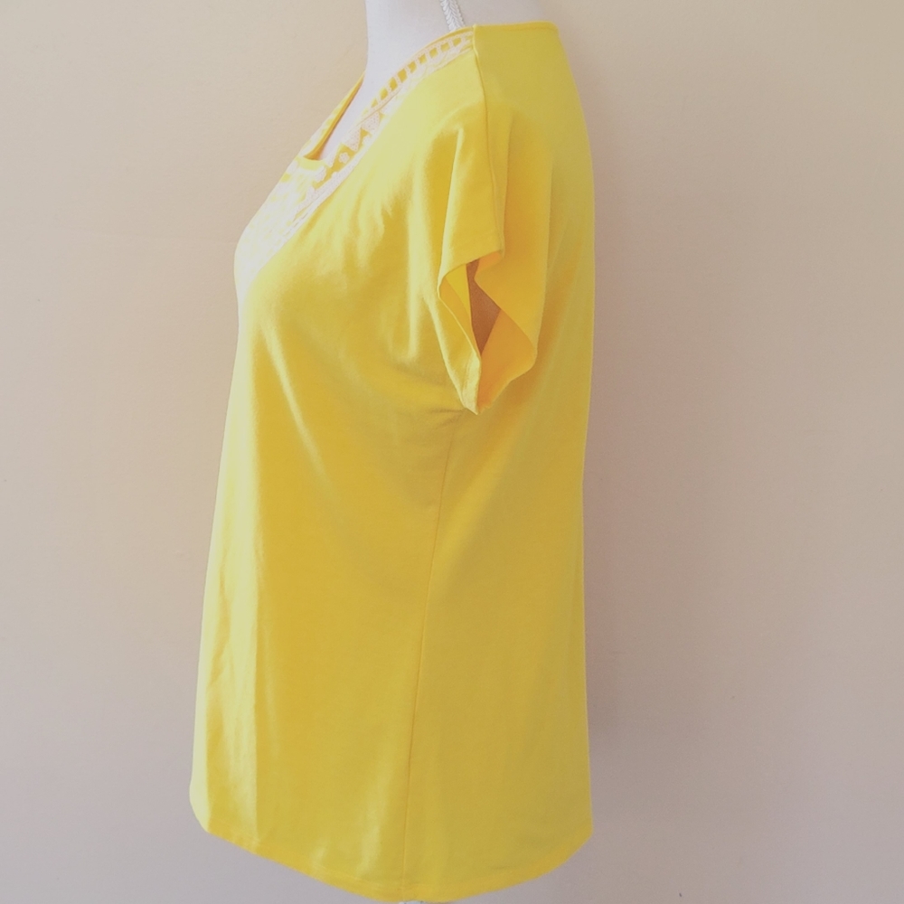 Ruby Rd Yellow Sequin Tee Size Small - image 3